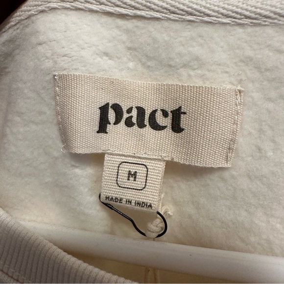 PACT 100% Organic Cotton Baby Bellas Mushroom White Slouchy Sweatshirt Size Med - Picture 3 of 5